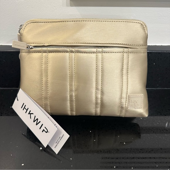 Ihkwip Handbags - IHKWIP City Chic Double Entry Crossbody Bag NWT RFID Metallic Champagne